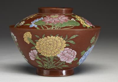 图片[3]-Yixing lidded bowl with flowers in painted enamels, Qing dynasty, Kangxi reign (1662-1722)-China Archive